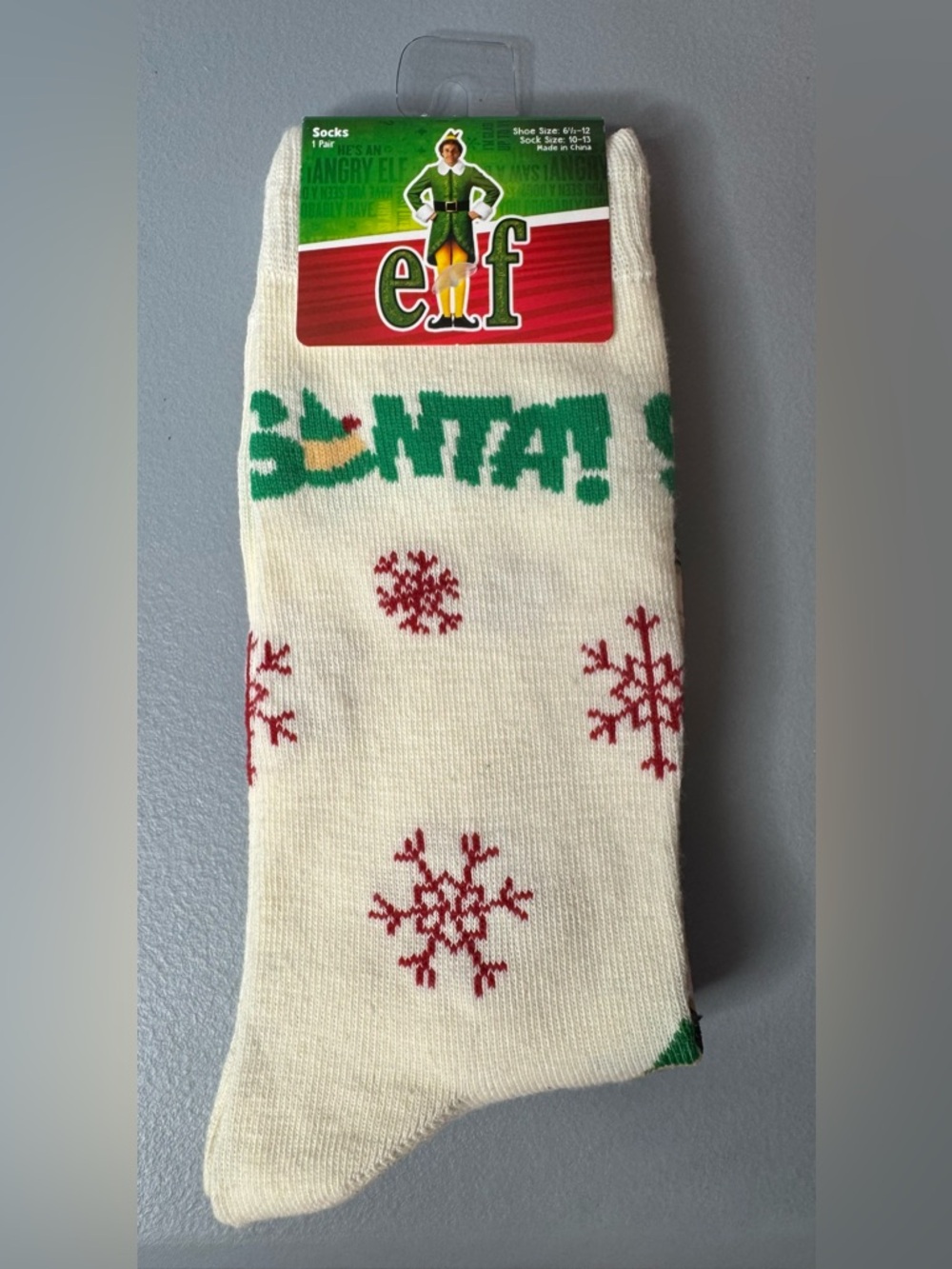 ELF movie Will Ferrell Santa! Graphic Christmas novelty crew socks unisex fun